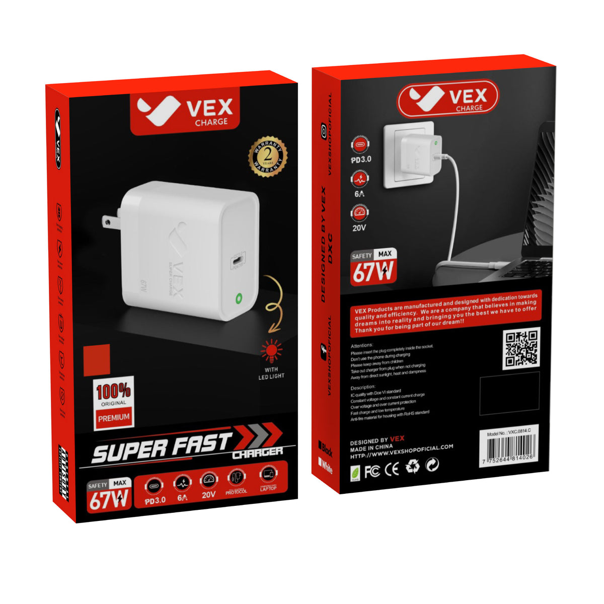 Cargador de Pared VEX DXC 67W, 1 Puerto PD