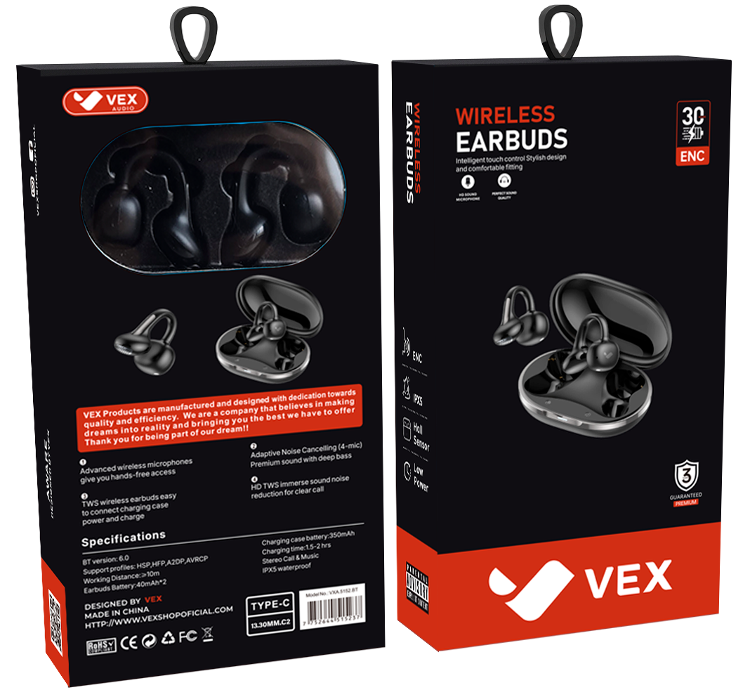 Audífonos Bluetooth Open-Ear VEX Aware, ENC, IPX5, hasta 30 h, diseño clip