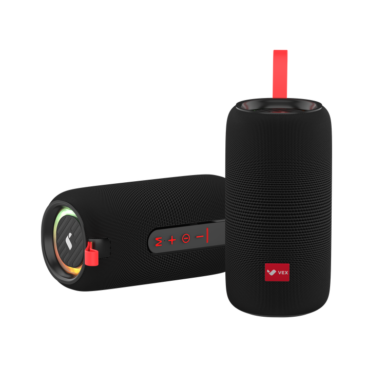 Parlante Bluetooth portátil VEX Bass X, 16W, luces RGB, modo TWS, hasta 10 h, entrada USB
