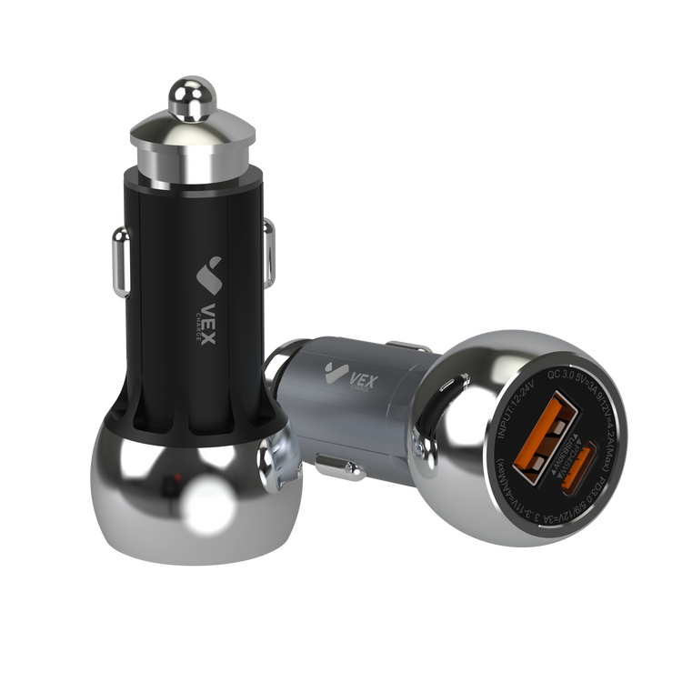 Cargador para Auto VEX 75W USB-A + USB-C PD