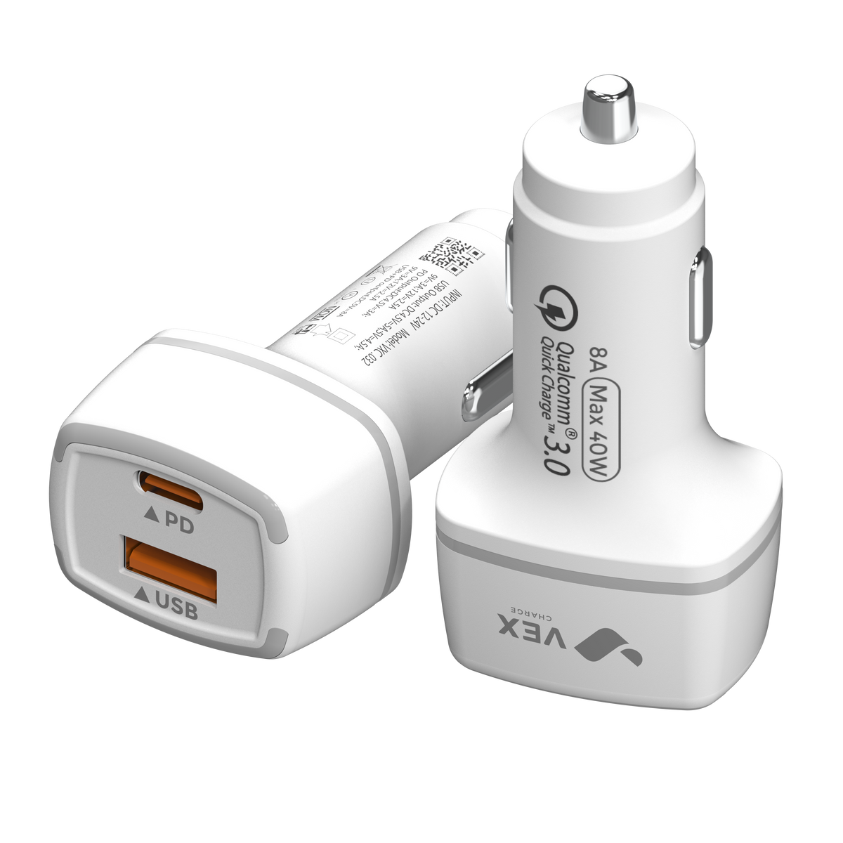 Cargador para Auto VEX 8A USB-A + USB-C