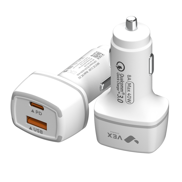 Cargador para Auto VEX 8A USB-A + USB-C