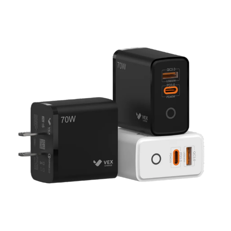 Cargador de Pared VEX D4AC 70W 1 Puerto USB-A, 1 Puerto USB-C