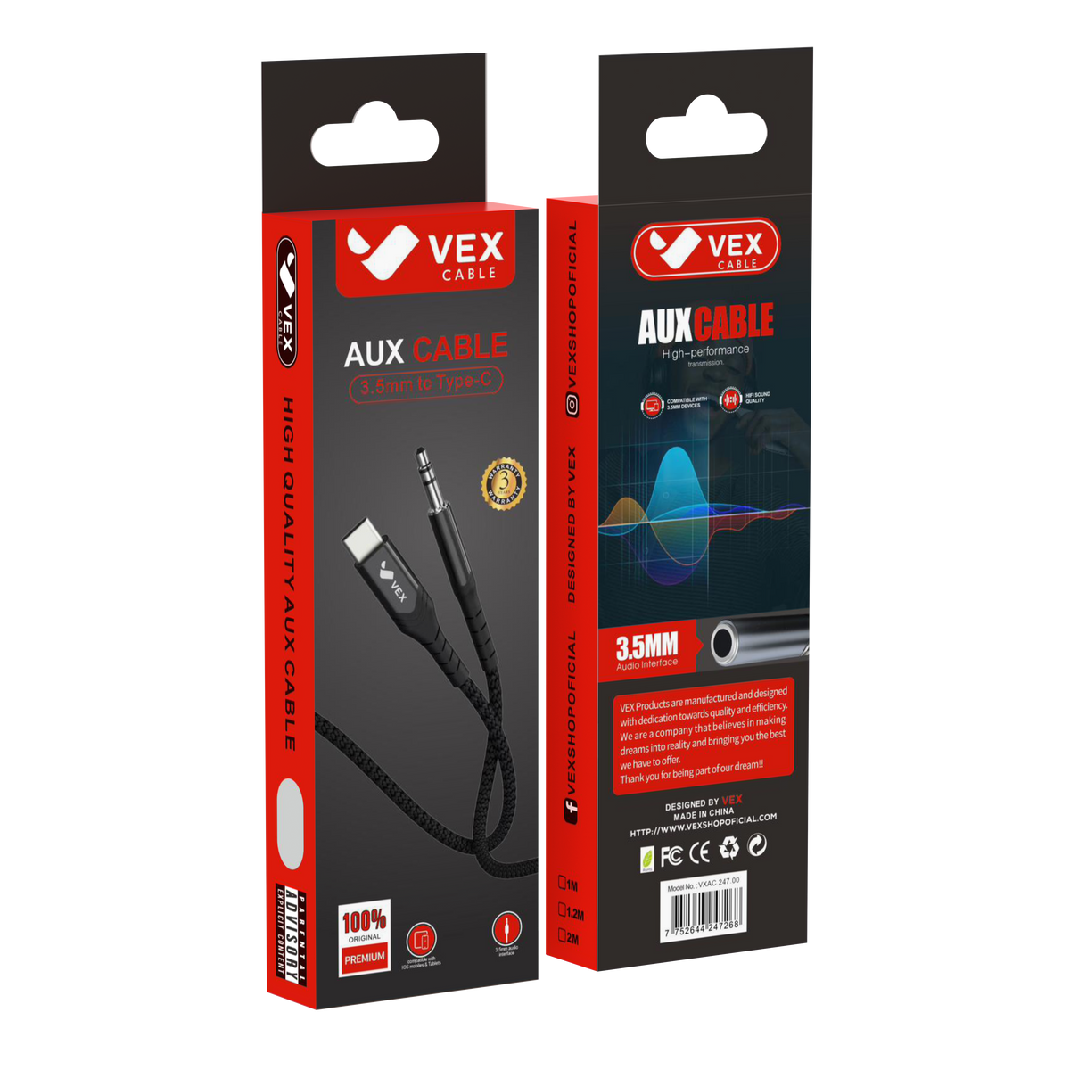 Cable de Audio AUX USB-C - JACK 3.5 mm