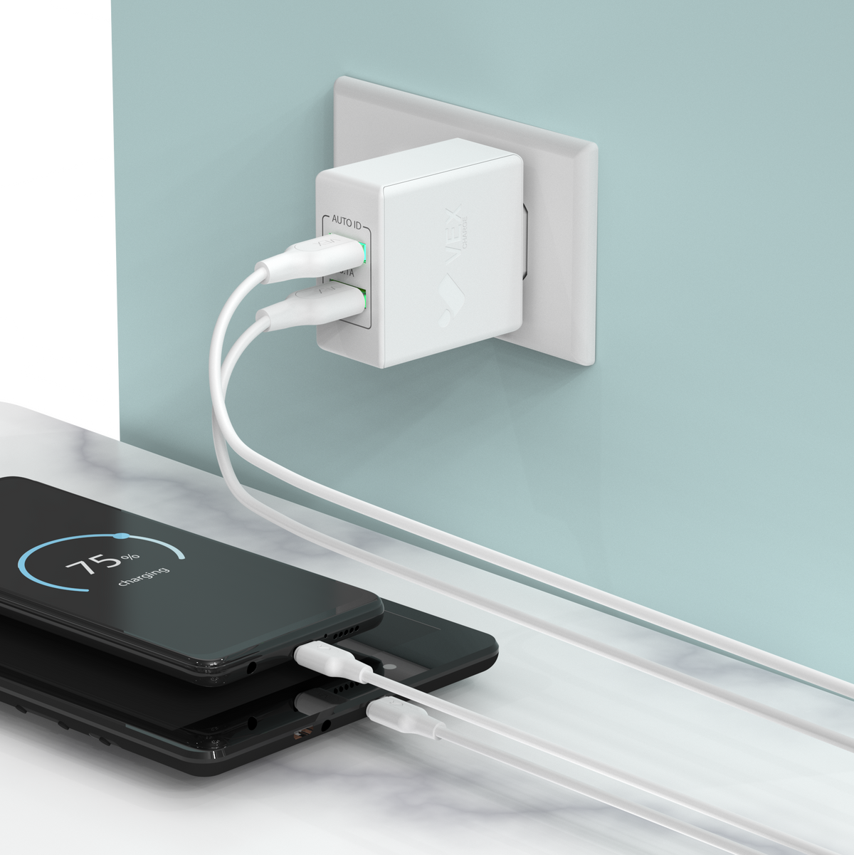 Cargador de pared VEX D6AA, 2 puertos USB-A, 15W, 3.1A
