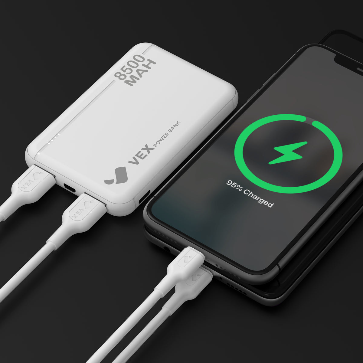Power Bank VEX 8,500 mAh, 2 puertos USB-A + USB-C
