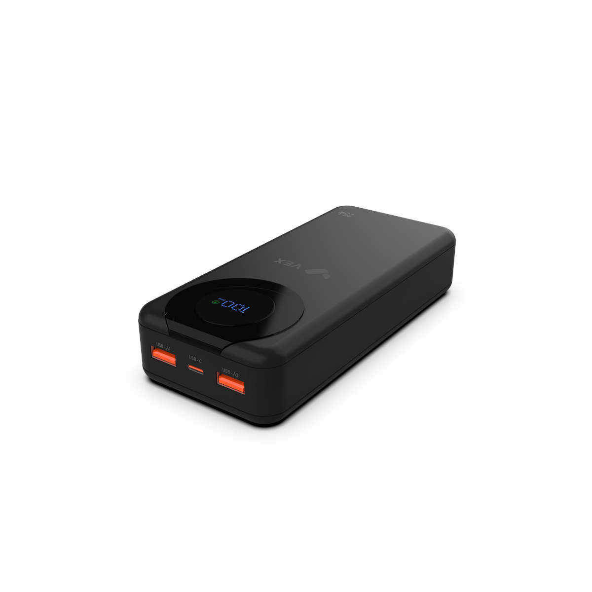 Power Bank VEX 25,000 mAh, 2 cables integrados Lightning + USB-C