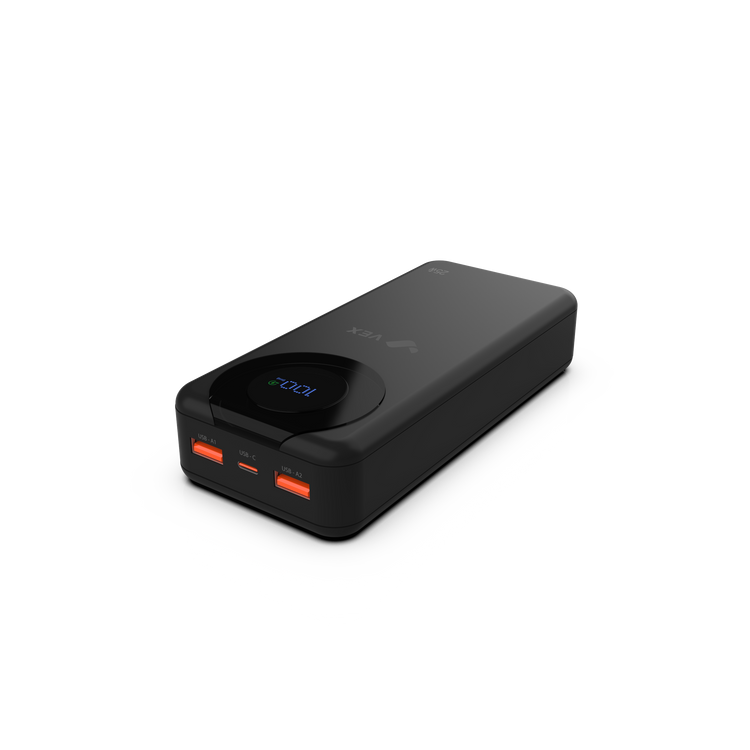 Power Bank VEX 25,000 mAh, 2 cables integrados Lightning + USB-C