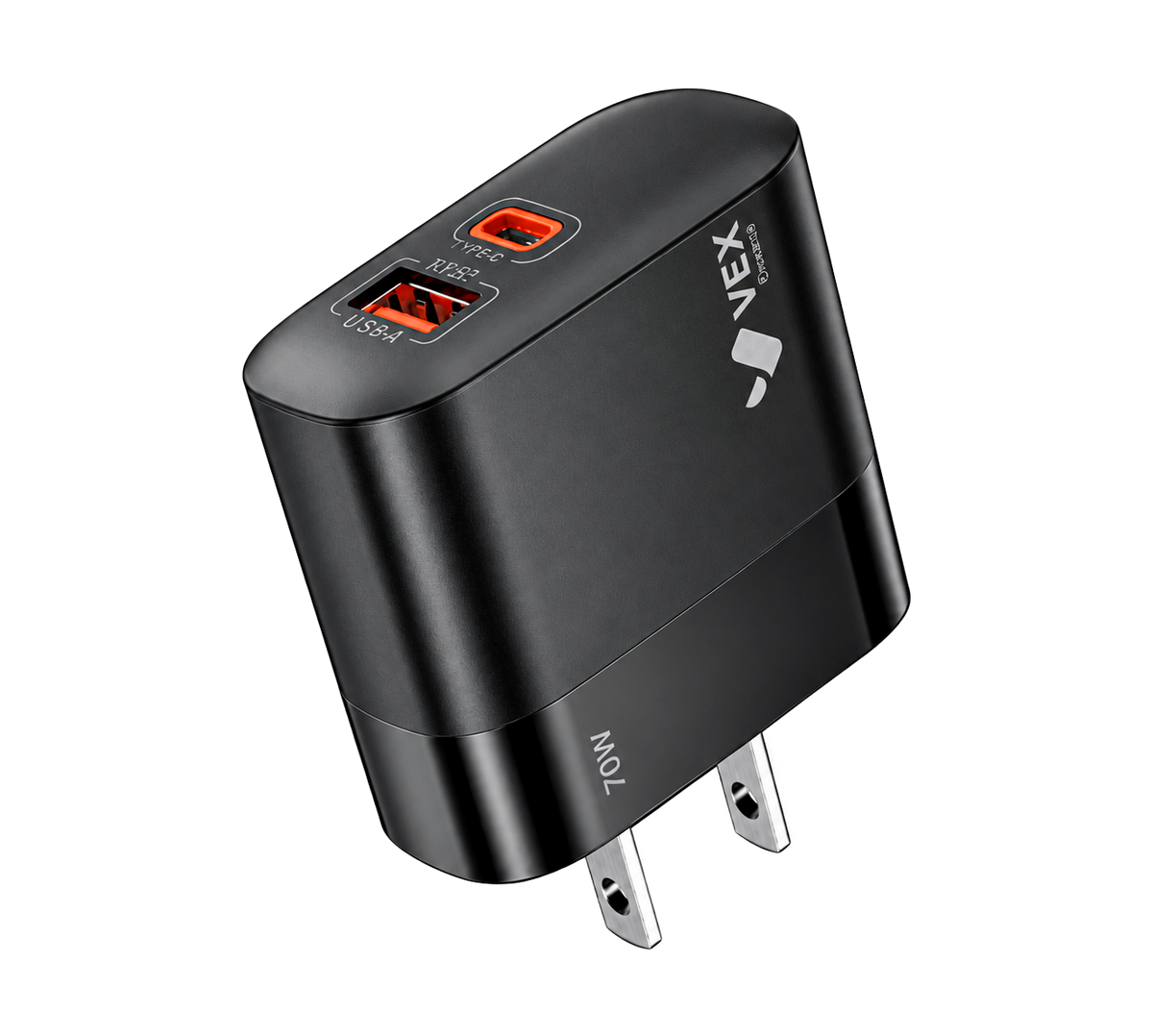 Cargador de Pared VEX D3AC 70W, 1 Puerto USB-A, 1 Puerto USB-C
