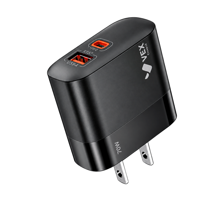 Cargador de Pared VEX D3AC 70W, 1 Puerto USB-A, 1 Puerto USB-C