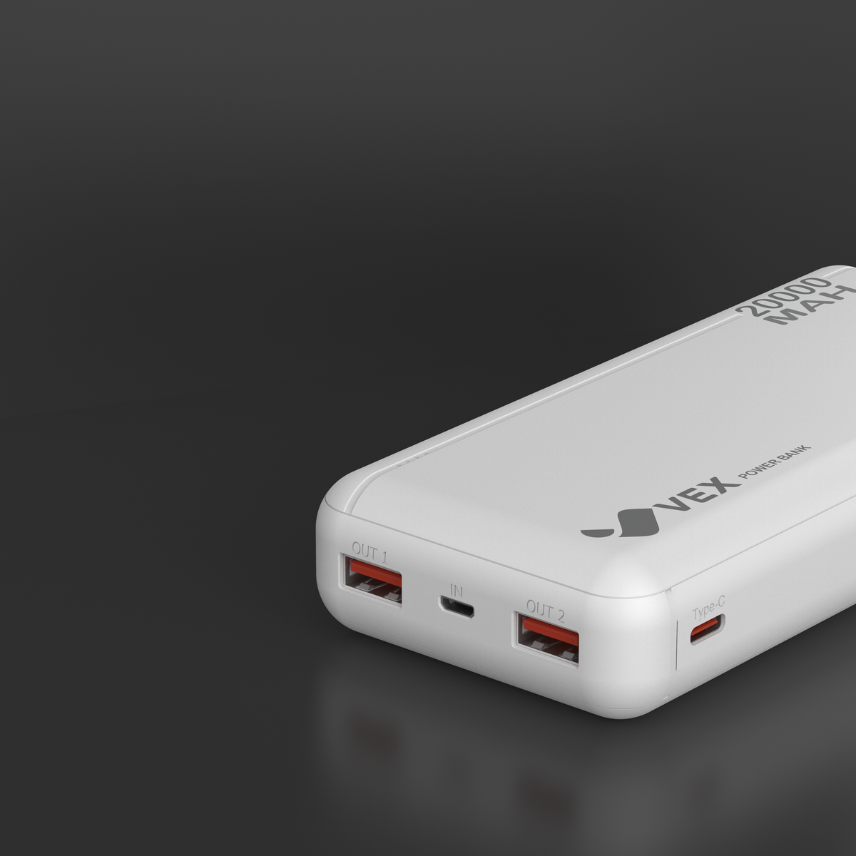 Power Bank VEX 20,000 mAh, 2 puertos USB-A + USB-C